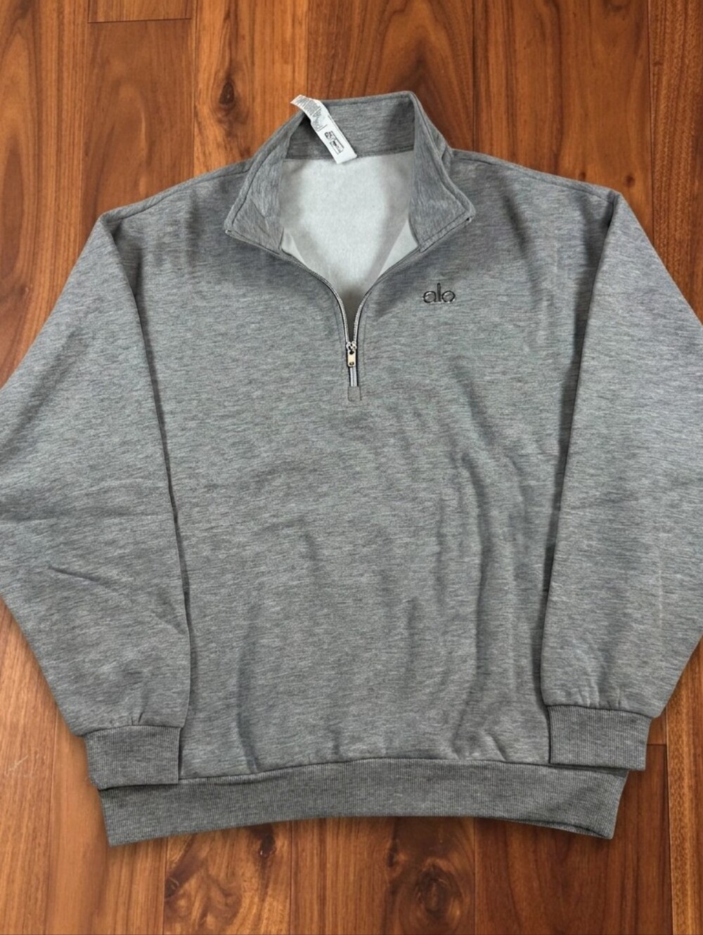 Alo Yoga Accolade Quarter Zip Pullover M L XL Light Gray Cotton NWT